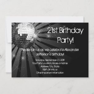 Invitation Boule Disco Silver Sparkle Boule Personnalisée Ann