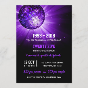 Invitation Boule Disco violet