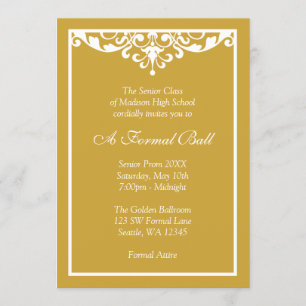 Invitation Boule formelle de danse d'or et de bal d'étudiants