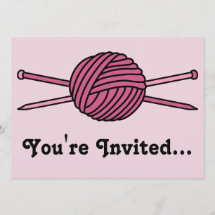 Invitation Boule rose de fils et d'aiguilles de Tricot