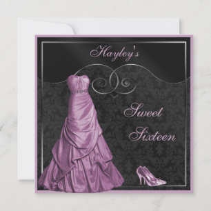 Invitation Boule violet glamour Gown Black Sweet 16