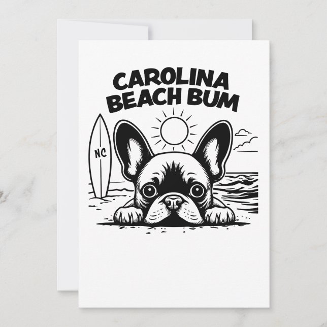 Invitation Bouledogue français Carolina Beach Bum (Devant)