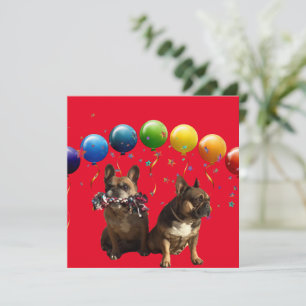Invitation Bouledogue français deux amis French Bulldog