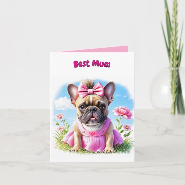 Invitation Bouledogue français Fleurs Bouledogue français (Devant)