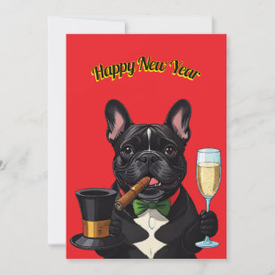 Invitation Bouledogue français French Bulldog Nouvel An