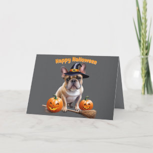 Invitation Bouledogue français Halloween Citrouilles Bulldog