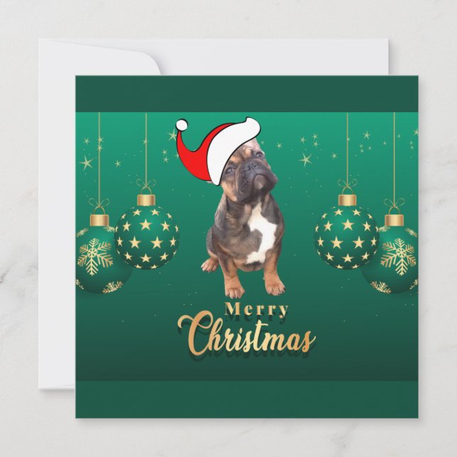 Invitation Bouledogue français Joyeux Noël (Devant)