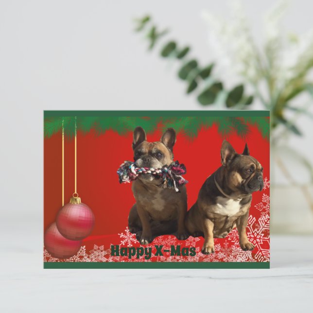 Invitation Bouledogue français Joyeux Noël Bouledogue (Debout devant)