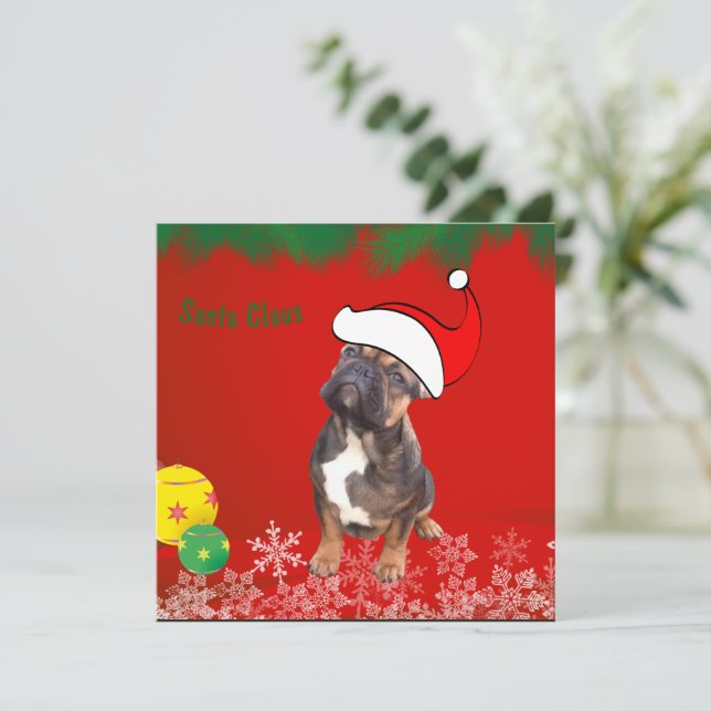 Invitation Bouledogue français Joyeux Noël Bouledogue (Debout devant)