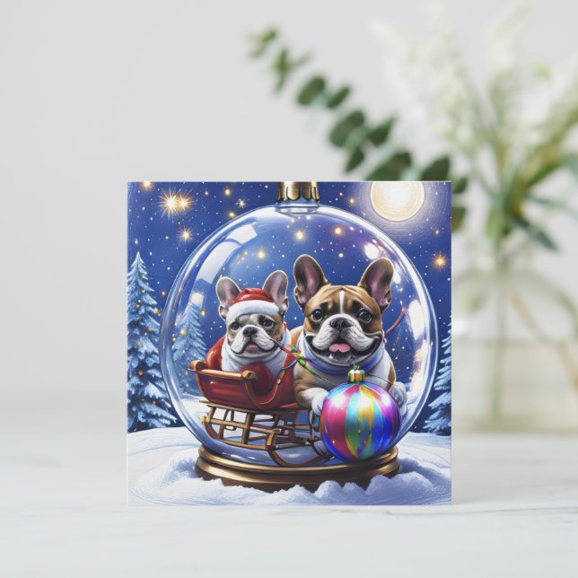 Invitation Bouledogue français Noël  French Bullog (Debout devant)