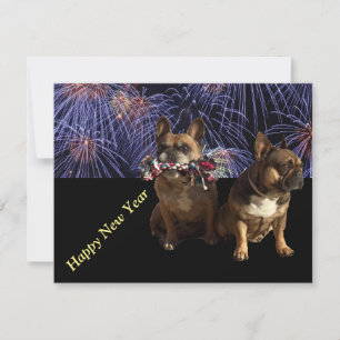 Invitation Bouledogue français Nouvel An Bouledogue français
