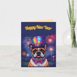 Invitation Bouledogue français Nouvel An French Bulldog