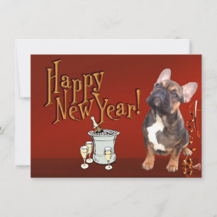 Invitation Bouledogue français Nouvel An French Bulldog