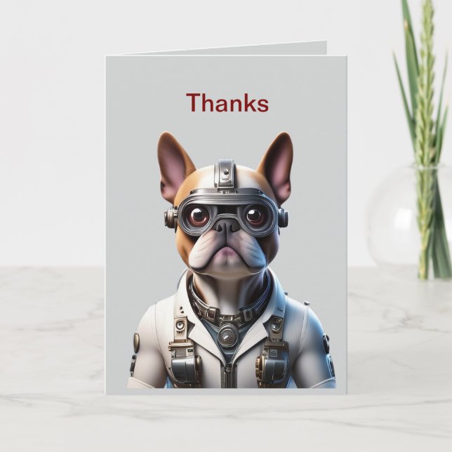 Invitation Bouledogue français robot fête des pères (Devant)