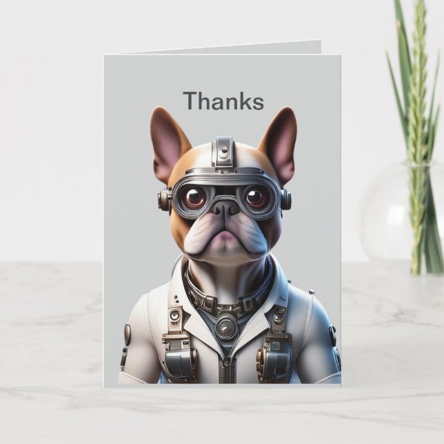 Invitation Bouledogue français Robot Fête des Pères (Devant)