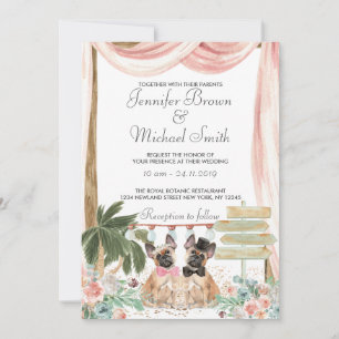 Invitation Bouledogue français rustique bohème