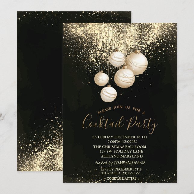 Invitation Boules de décoration de confettis Fête de Noël (Devant / Derrière)