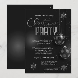 Invitation Boules de flocons d'argent Noël Corporated