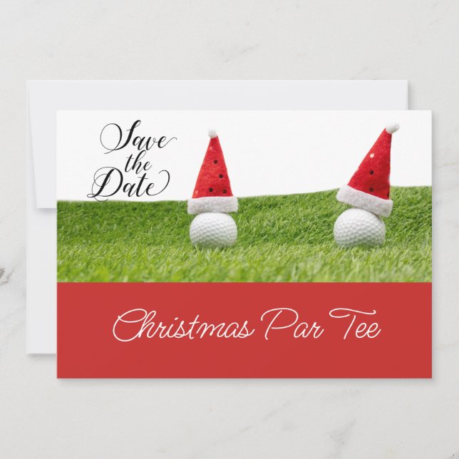 Invitation Boules de golf avec chapeaux de Père Noël Invitati (Devant)