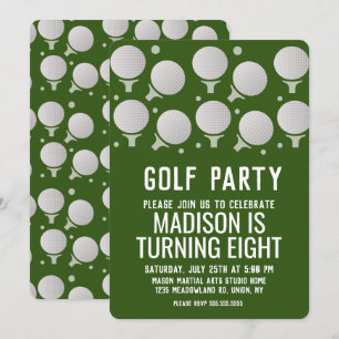 Invitation Boules de Golf Modernes Fête d'Anniversaire Verte