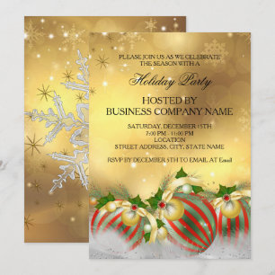 Invitation Boules de houx argentées rouges pour la fête de No
