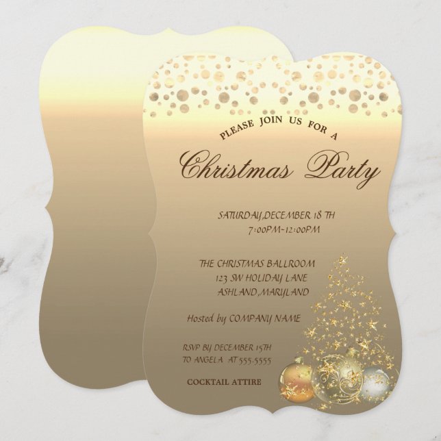 Invitation Boules de Noël, arbre de Noël de l'entreprise fête (Devant / Derrière)