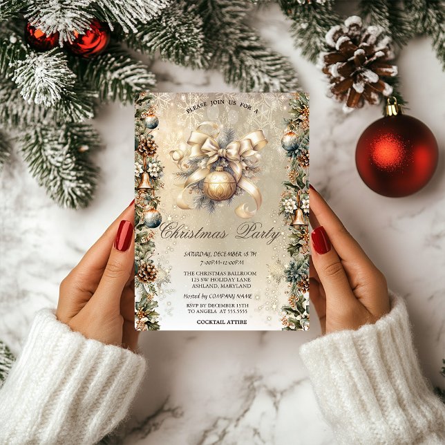 Invitation Boules de Noël Arc de Noël Cônes de pin Sonnettes  (Créateur téléchargé)