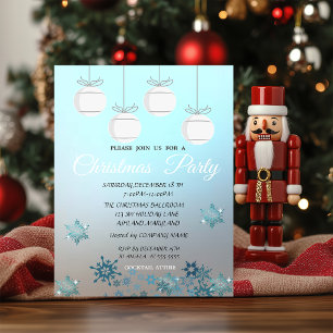 Invitation Boules de Noël, Bleues Soirée de Noël d'entrepris