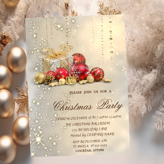 Invitation Boules de Noël Cadeaux de fête de Noël en or  (Créateur téléchargé)