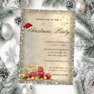 Invitation Boules de Noël Cadeaux Paillettes Noël