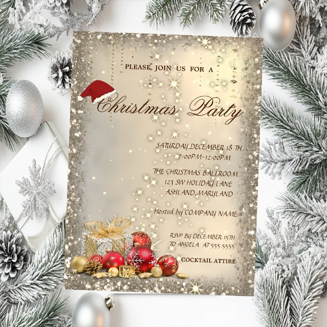 Invitation Boules de Noël Cadeaux Paillettes Noël  (Créateur téléchargé)