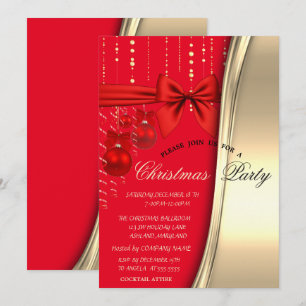 Invitation Boules de Noël chic, Arc, Fête d'entreprise dorée