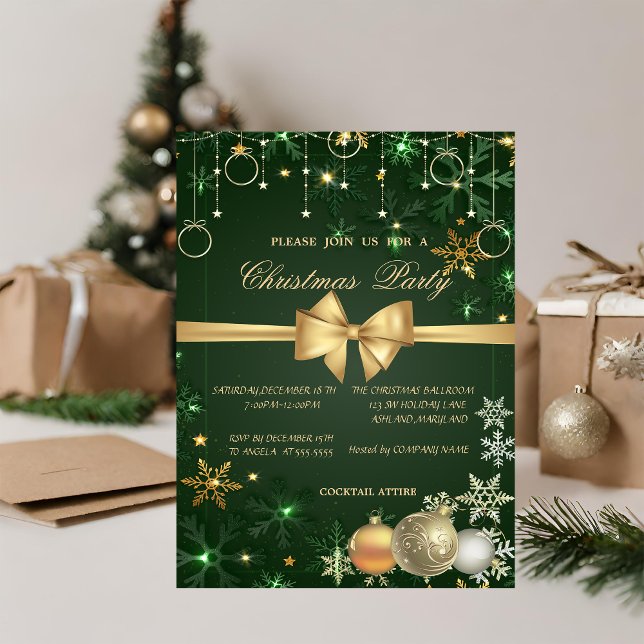 Invitation Boules de Noël Chic, Flocons de neige Noël d'entre (Créateur téléchargé)