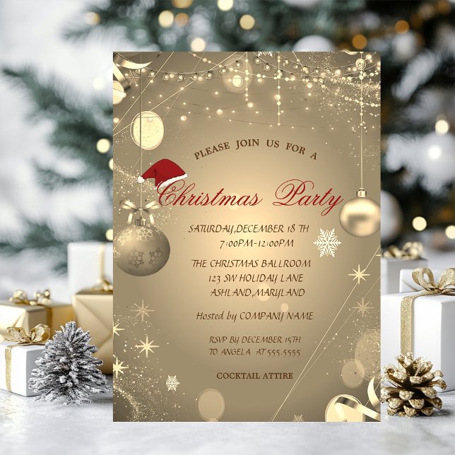 Invitation Boules de Noël Confetti Société de Noël  (Créateur téléchargé)