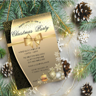 Invitation Boules de Noël, Damassé Fête de Noël d'entreprise