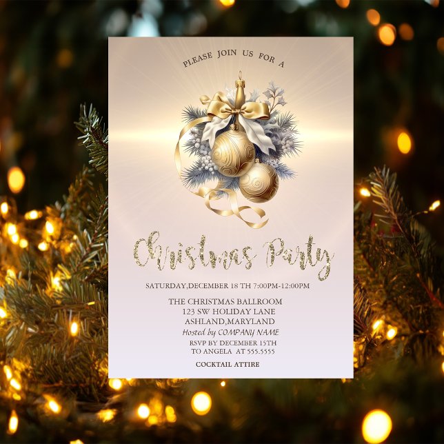 Invitation Boules de Noël de luxe Compagnie Or  (Créateur téléchargé)