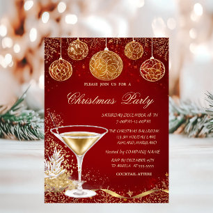 Invitation Boules de Noël élégantes, entreprise Rouge Champag