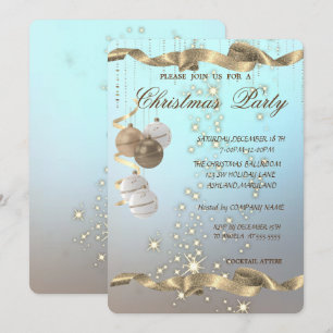 Invitation Boules de Noël élégantes, Étincelles, Fête de Noël