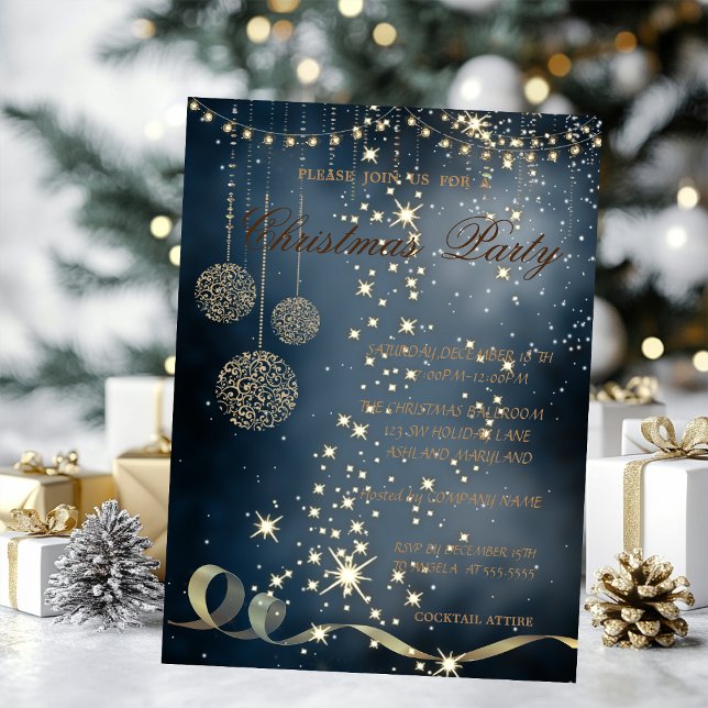 Invitation Boules de Noël élégantes, fête de Noël (Créateur téléchargé)