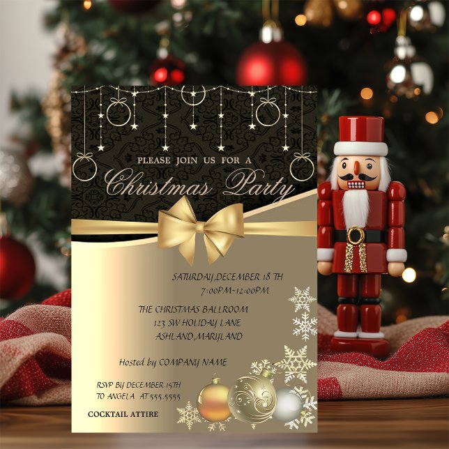 Invitation Boules de Noël Élégantes, Fête de Noël d'Entrepris (Créateur téléchargé)