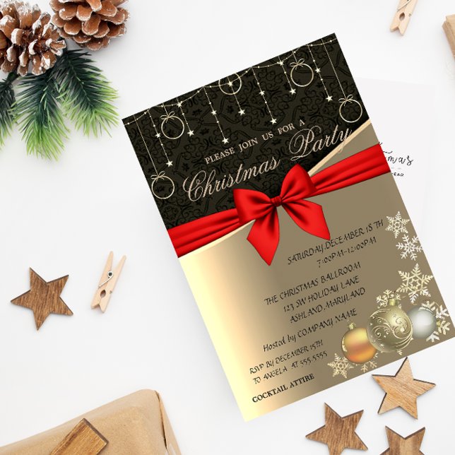 Invitation Boules de Noël Élégantes, Fête de Noël d'Entrepris (Créateur téléchargé)