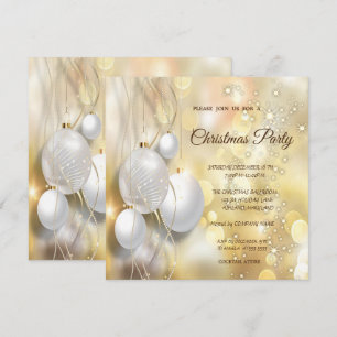 Invitation Boules de Noël en or Fête de Noël de l'entreprise