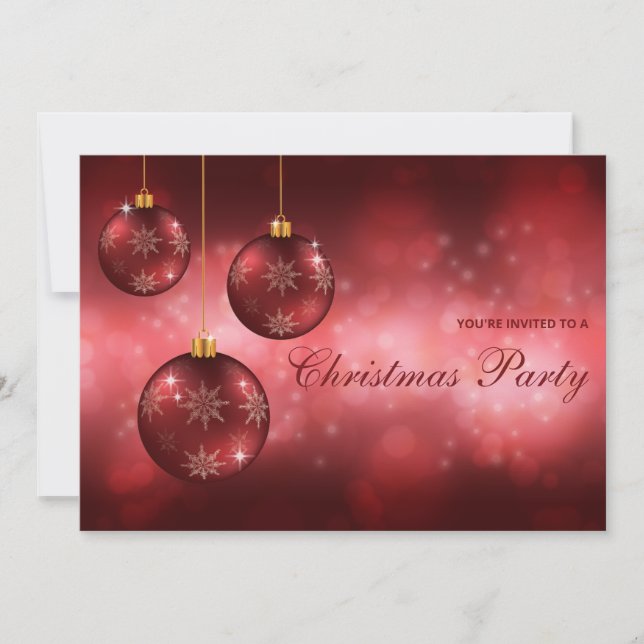 Invitation Boules de Noël festives rouges Fête de Noël (Devant)