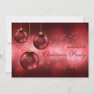 Invitation Boules de Noël festives rouges Fête de Noël