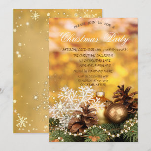 Invitation Boules de Noël Flocon de neige Cônes de pin Noël