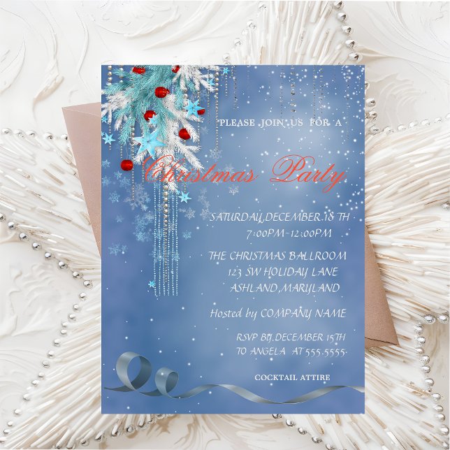 Invitation Boules de Noël,Flocons de neige ,Fête d'entreprise (Créateur téléchargé)