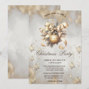 Invitation Boules de Noël Flocons de neige Touche dorée