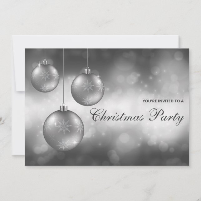Invitation Boules de Noël Gris Argenté Fête de Noël (Devant)