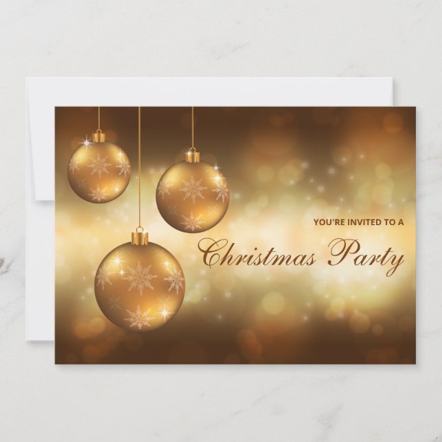 Invitation Boules de Noël Jaune Doré Fête de Noël (Devant)