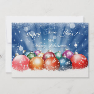 Invitation Boules de Noël Joyeux Nouvel An et Joyeux Noël